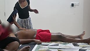 guy flashes throbbing cock to unsuspecting massage girl up close