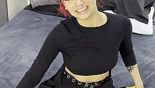 What secrets does tiny emo goth teen reveal in casting interview before creampie filling?