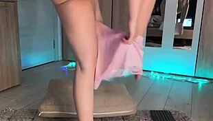 teen webcam girl stuffs tail anal plug deep in ass