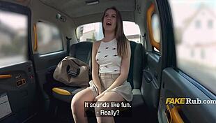 Russian Taxi Hottie Delivers Backseat Anal in Public Ride