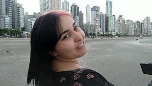 pregnant teen belle seduces beach crowd with her fetish belly