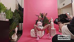 Inked Sasha Beart Gapes Petite Holes in Sexy Lingerie During Alternative Photoshoot Backstage