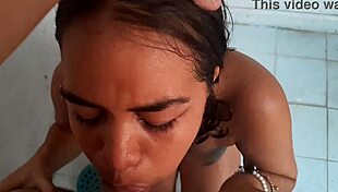 Hot Shower with Sexy Stepsis Brunette Latina Big Lips