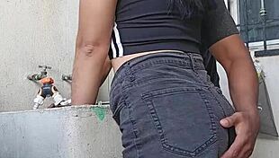 mexicana bends over kitchen sink moaning loud as cock slams her tight pussy