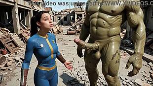 yo, virgin vault girl has no choice but to suck those green mutant cocks in fallout parody!!