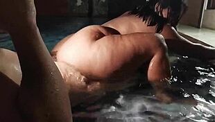 Buddy's mature wife tempts poolside hookup with sneaky thrusts