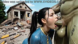 yo, virgin vault girl has no choice but to suck those green mutant cocks in fallout parody!!