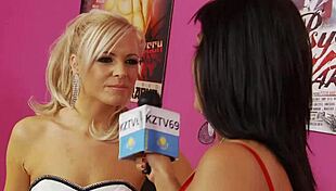 interview turns into wild group orgy with riding pussy and cum on tits