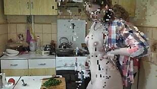 i tempt her pussy closeup in sexy kitchen lingerie