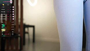 Monika grips sheets as big tits heave and shaved cunt squirts