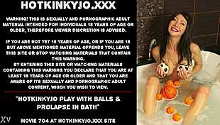 Hotkinkyjo stuffs balls deep and prolaspes her ass in the bath