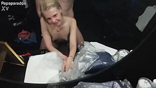 skinny 18 yo student with blue eyes gets first time mall fuck deepthroat creampie natural small tits outdoor