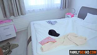 Hot Stepsister's Shaved Pussy and Mouth Face-Fucked by Monster Cock