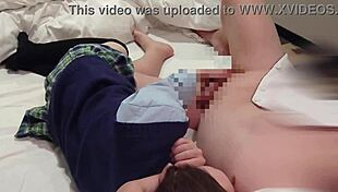 Straddling cock cowgirl in school uniform begging for creamy creampie fill-up