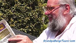 busty euro teen rides grandpas cock before he doggystyles her big fake tits