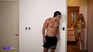 stepmom monique fuentes sucks my huge cock to keep her secret from stepdad max betancur