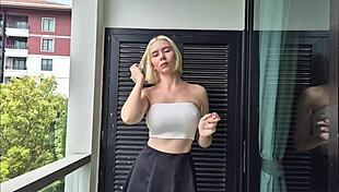 girl slips into transparent clothes dry then soaks them wet outdoors