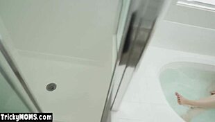 lexi luna's stepmom teases stepson with bath titjob and slow blowjob