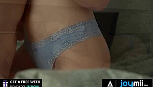 joymii horny blonde wakes up sucking bf's monster cock then rides cowgirl in lingerie 😘