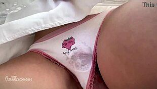 wet panties soaked as huge cock unloads public cumshot on asian teen bus ride