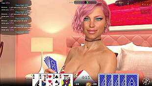damn amanda strips naked in spicy poker hentai game
