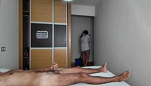 check out me jerking off huge cock to curvy hotel cleaning lady flashing fat ass?