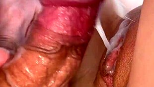 Brutal extreme close-up pussy fuck showers adorable tight cunt in hot cum