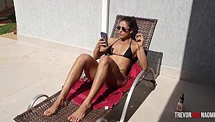 Curvy Bikini Pool Tease Escalates to Bent Over Doggystyle Cumshot Pound