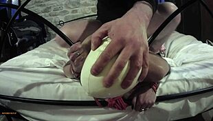 Master rams bound milf hard on bed front view