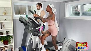 Petite Ebony Teen Nailed Hard in Tight Gym Ass!