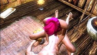 redhead fists big tits cowgirl in erotic comic foreplay ripped clothes fantasy