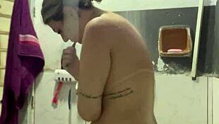 curvy tanned babe with huge natural tits spreads wet pussy and big ass on video call