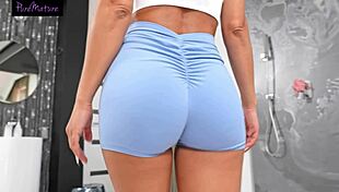 after her intense workout, the fit milf with big tits and tight pussy gets filled up good