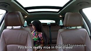 stranger picks up brunette hitchhiker teen for public car pounding pov