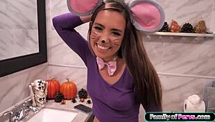 Stepsis Halloween Outfit Gets Fucked Deep Hard