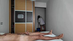 check out me jerking off huge cock to curvy hotel cleaning lady flashing fat ass?