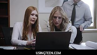 ever wonder what happens when your redhead teen intern gets freeused alongside the blonde milf assistant craving hardcore taboo fucking?