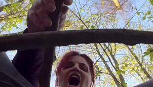 Kinky redhead milf craves forest humiliation and bdsm orgasms outdoors!