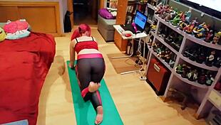 Emo girl workouts turn into ass play.