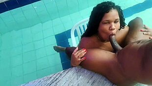 Chubby brazilian bbw sucks monster black cock sitting till mouth cum