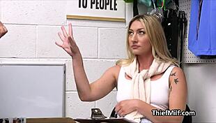 Blonde cougar deepthroats monster cock hardcore office desk pounding
