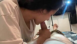 Incredible Stepsis Deepthroats Huge Cock Alone at Home