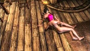 redhead fists big tits cowgirl in erotic comic foreplay ripped clothes fantasy