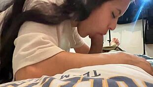 Incredible Stepsis Deepthroats Huge Cock Alone at Home