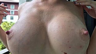 girl slips into transparent clothes dry then soaks them wet outdoors