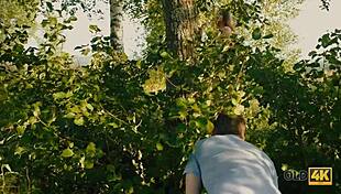 Old Man Convinces Busty Teen for Forest Pussy Lick and Fuck!