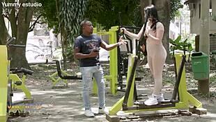 Street pickup Colombian slut gangbanged double anal after bath with friends