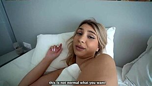 Step Sis Catches Hotel Bed Jerk-Off!