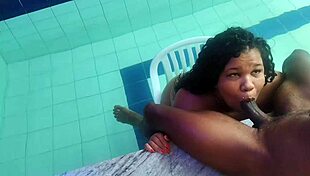 Chubby brazilian bbw sucks monster black cock sitting till mouth cum