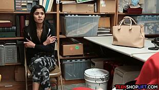 Skinny latina shoplifter bends for santa guard's hidden punishment